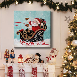 Santa And His Sleigh-Premium Gallery Wrapped Canvas - Ready to Hang