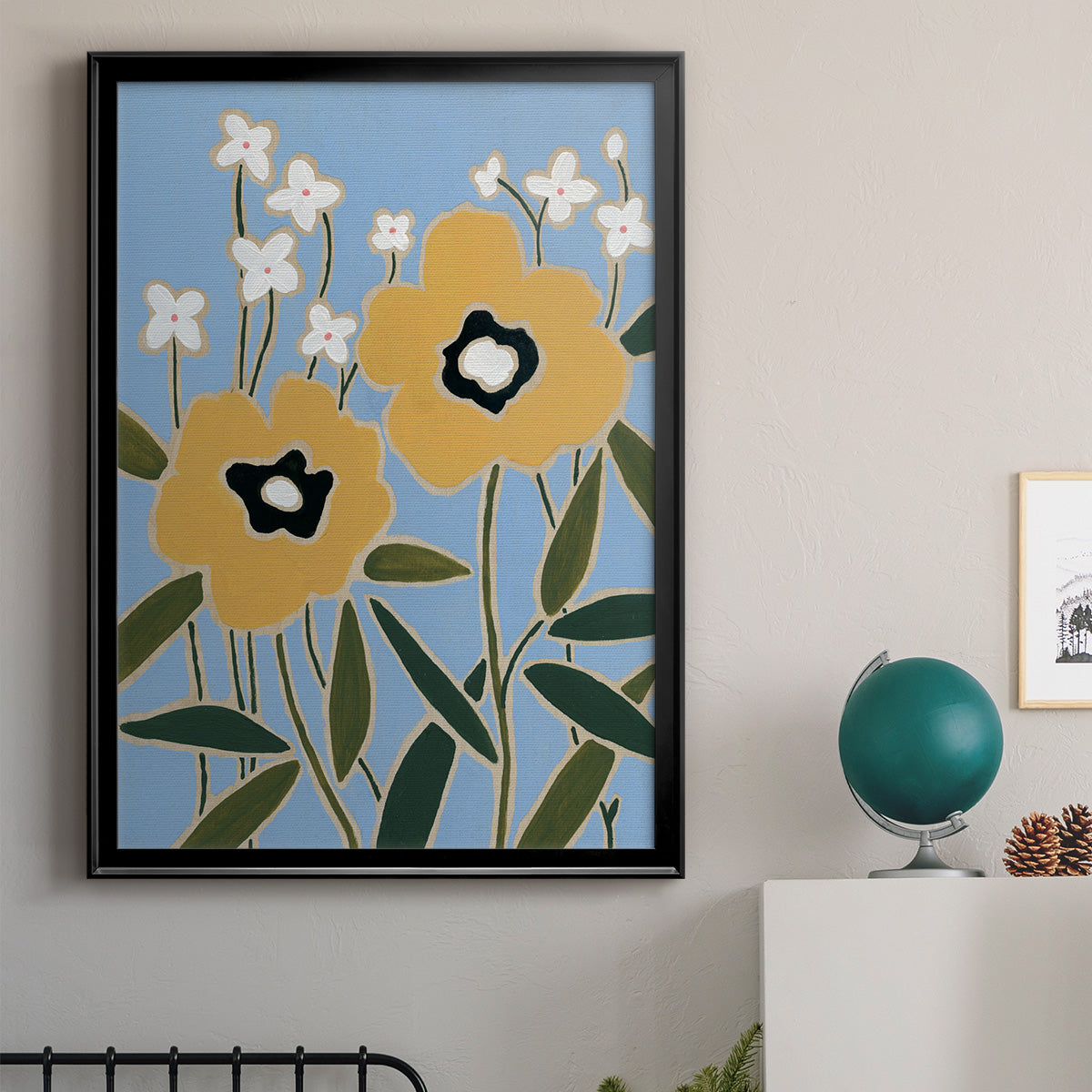 Woodblock Floral II Premium Framed Print - Ready to Hang