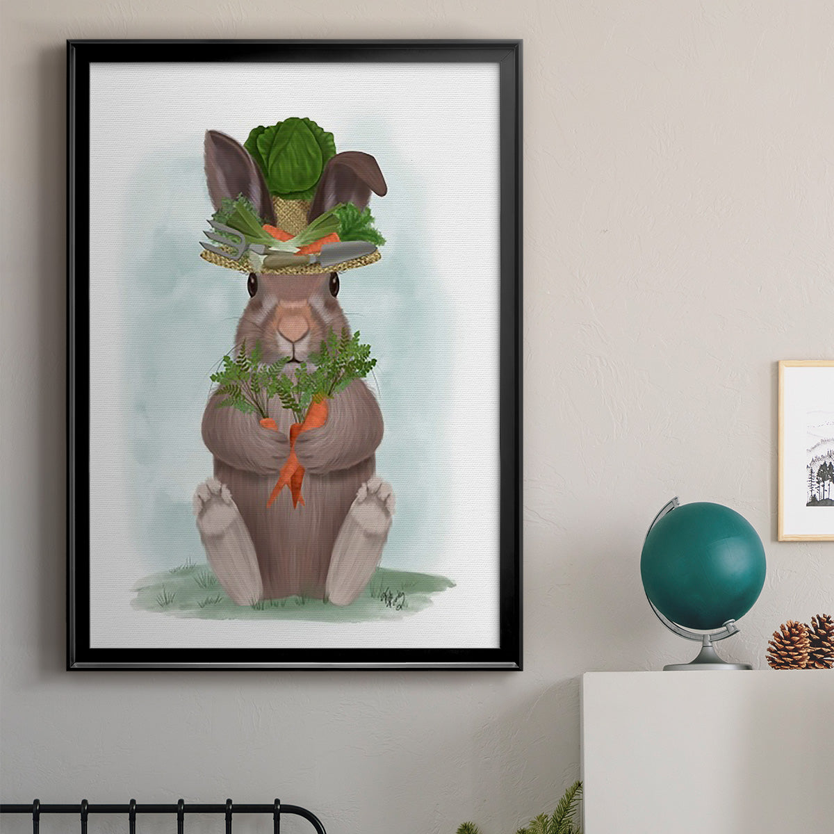 Rabbit Carrot Hat Premium Framed Print - Ready to Hang