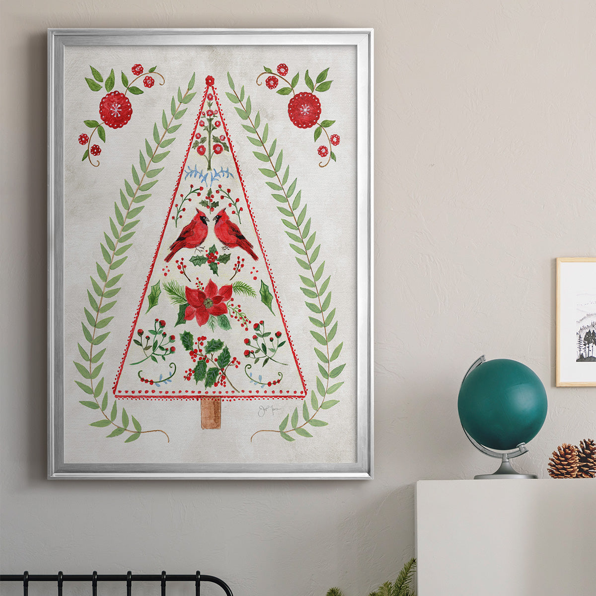 Christmas Folk Tree Premium Framed Print - Ready to Hang