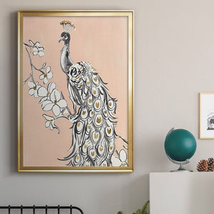 Peacock in Gold II Premium Framed Print - Ready to Hang