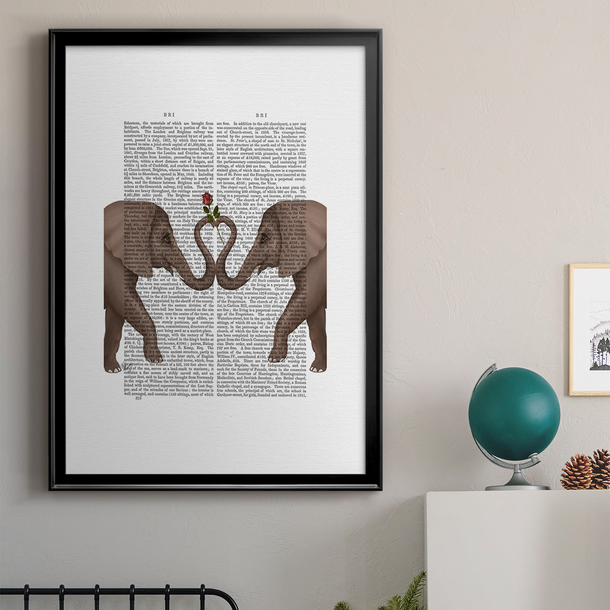 Elephants Heart and Rose Premium Framed Print - Ready to Hang