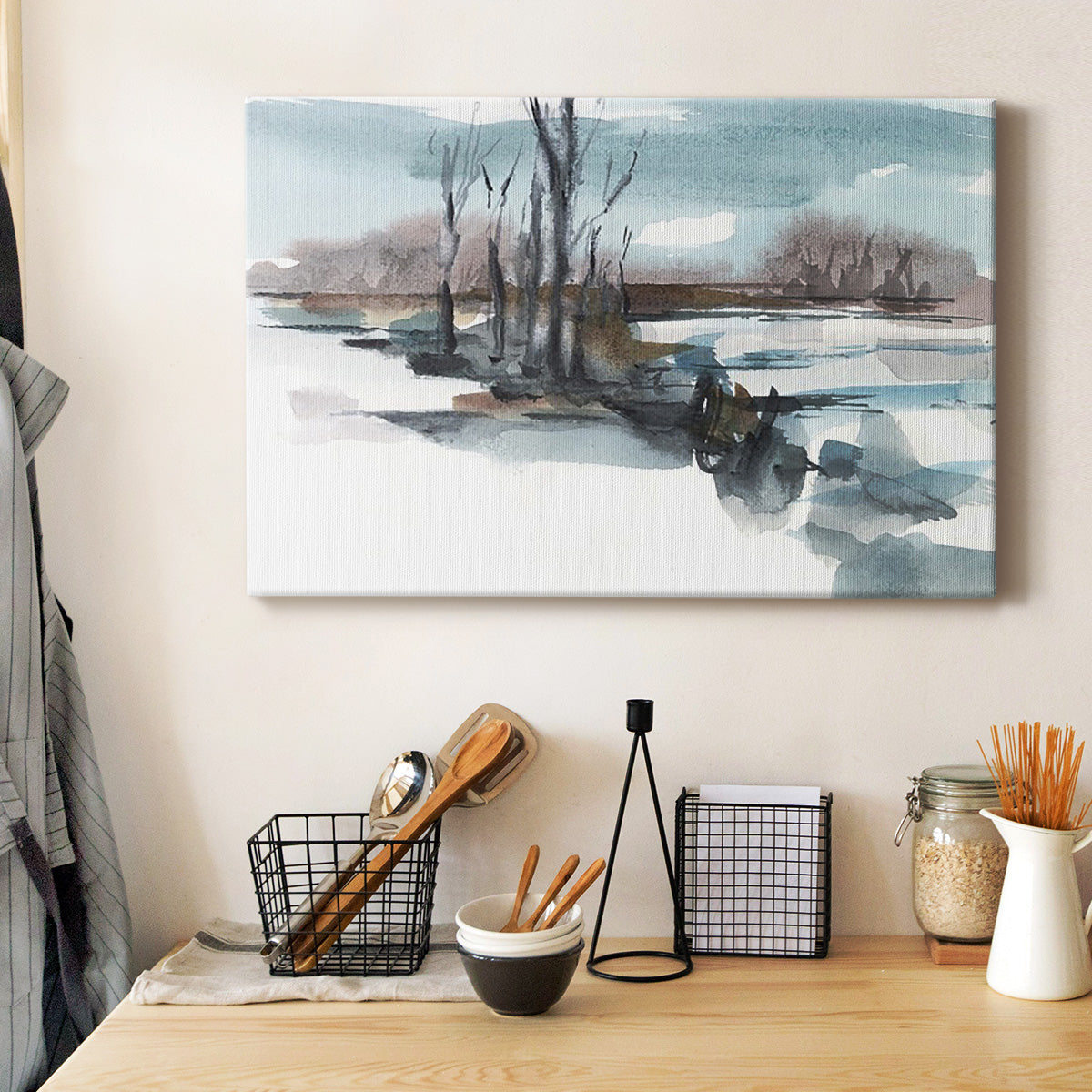 Winter Stream Watercolor II Premium Gallery Wrapped Canvas - Ready to Hang