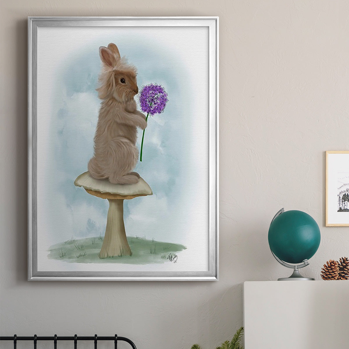 Rabbit and Agapanthus Premium Framed Print - Ready to Hang