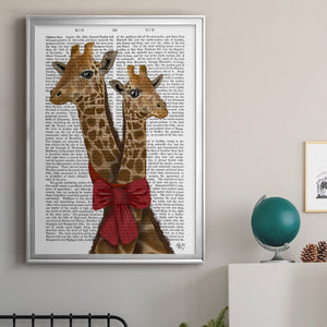 Giraffes and Bow Premium Framed Print - Ready to Hang