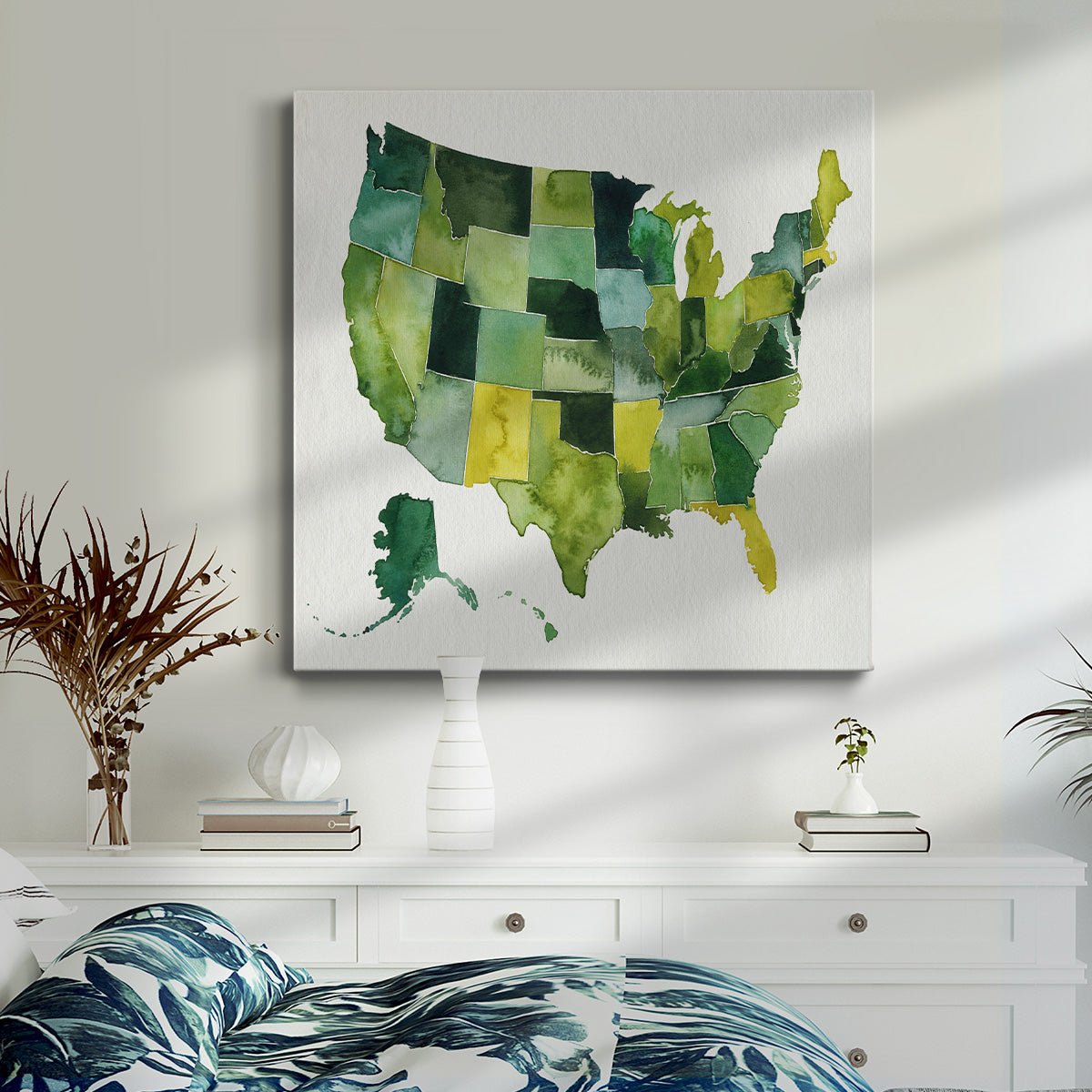 USA in Watercolor I-Premium Gallery Wrapped Canvas - Ready to Hang