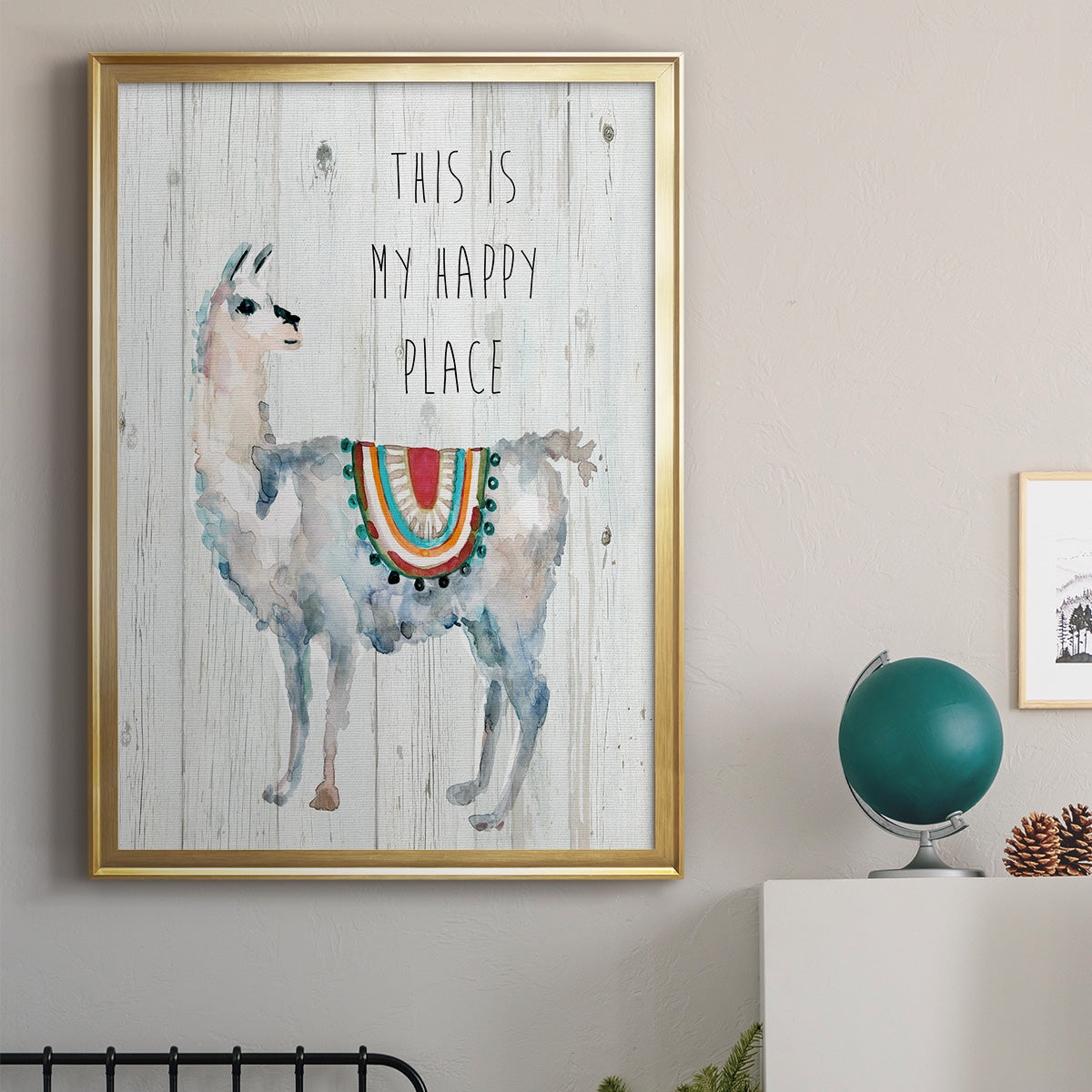 Llama Happy Place Premium Framed Print - Ready to Hang