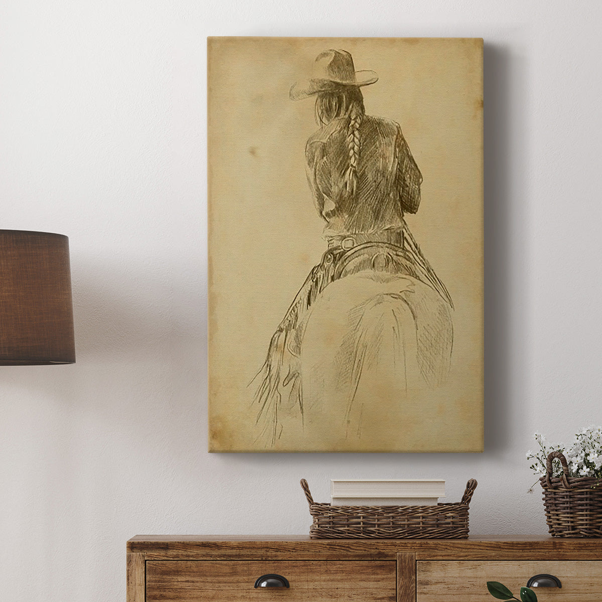 Cowgirl on Horseback I Premium Gallery Wrapped Canvas - Ready to Hang