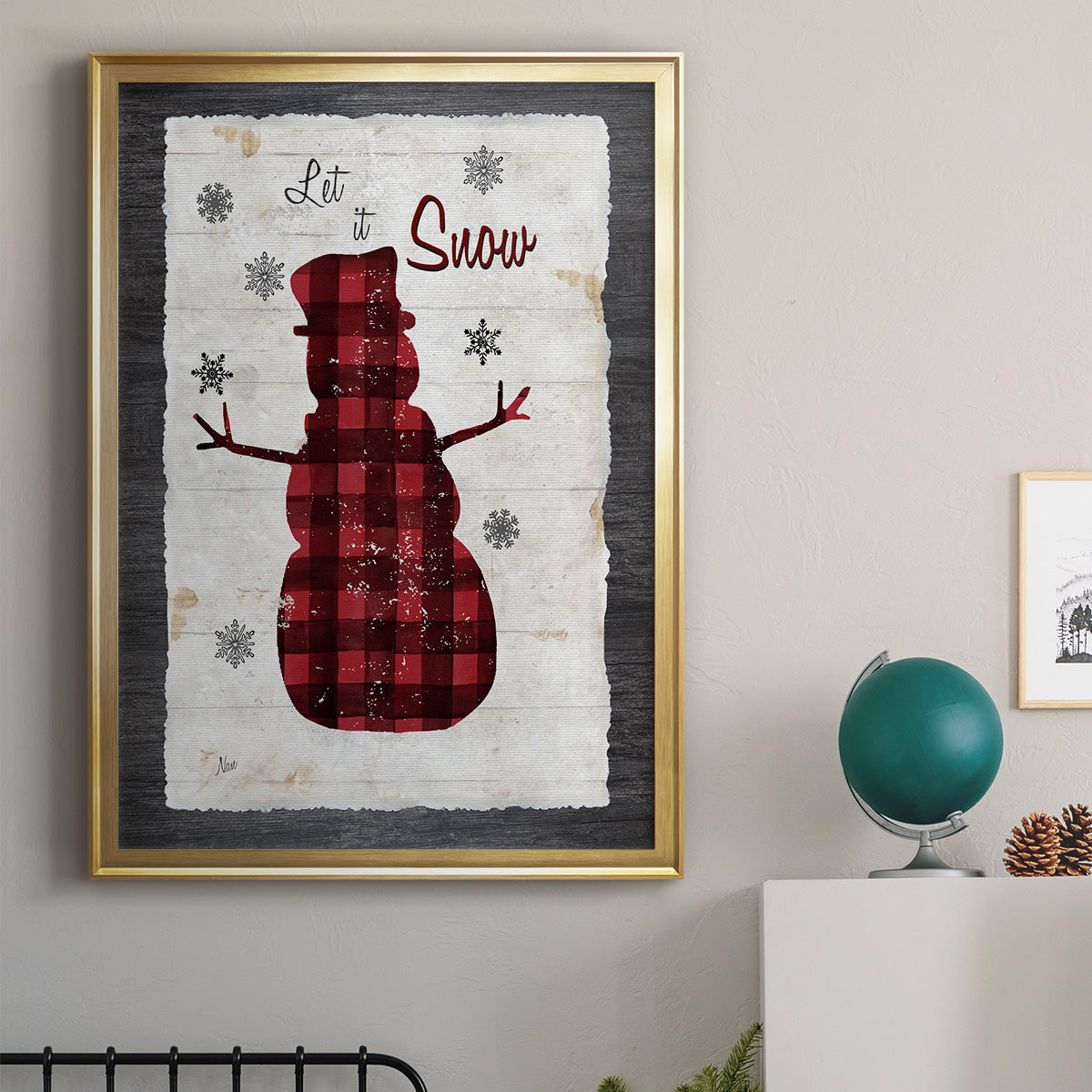 Checkered Snowman I Premium Framed Print - Ready to Hang