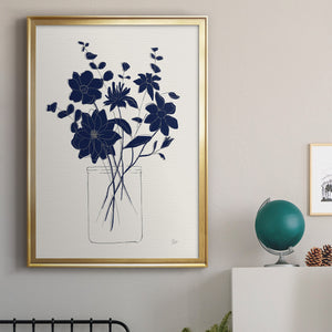 Indigo Sketch Bouquet II Premium Framed Print - Ready to Hang
