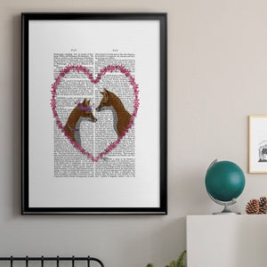 Foxes in Pink Heart Premium Framed Print - Ready to Hang