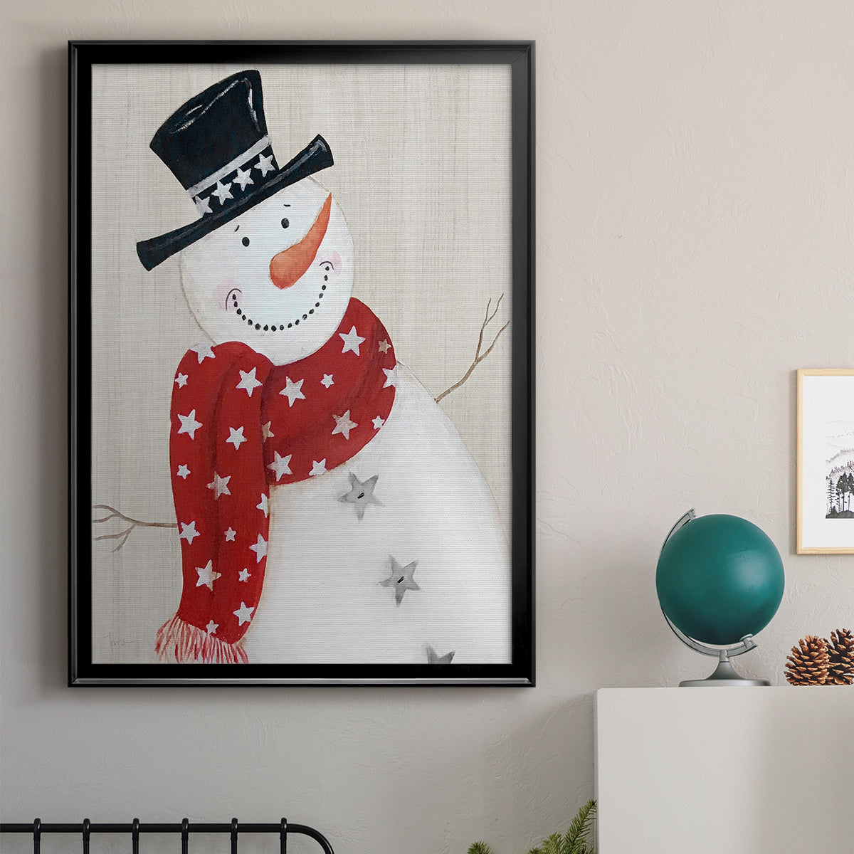 Festive Snowman I Premium Framed Print - Ready to Hang