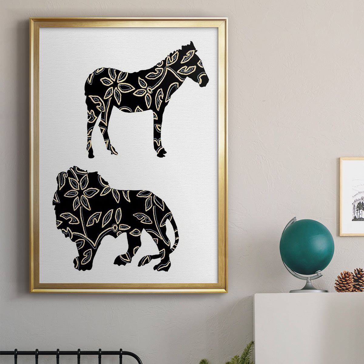 Ornamental Safari Animals I Premium Framed Print - Ready to Hang
