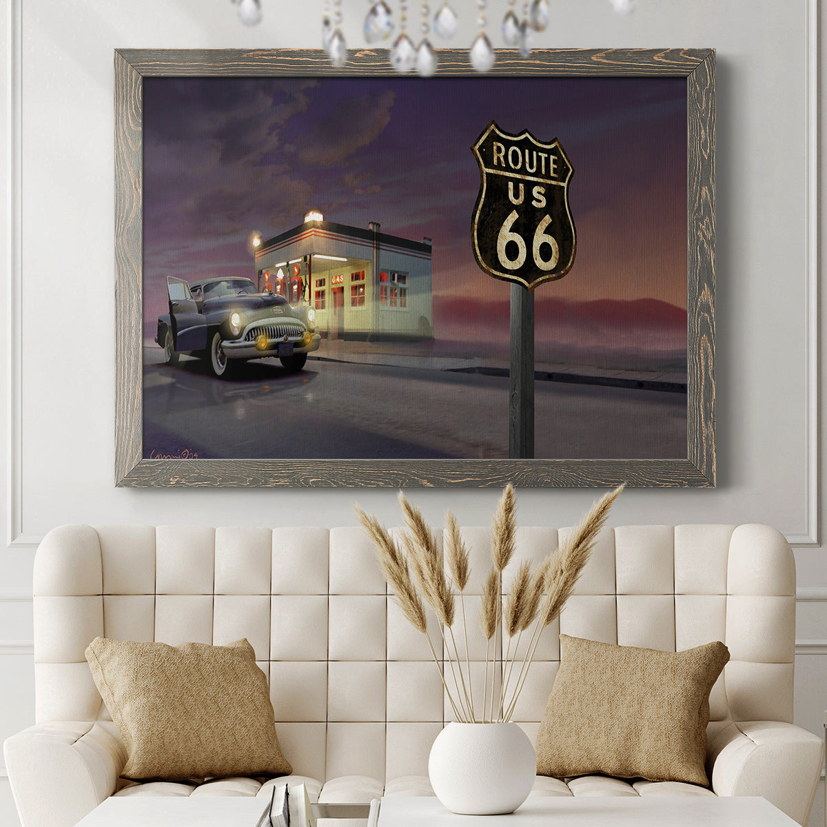 Route 66-Premium Framed Canvas - Ready to Hang