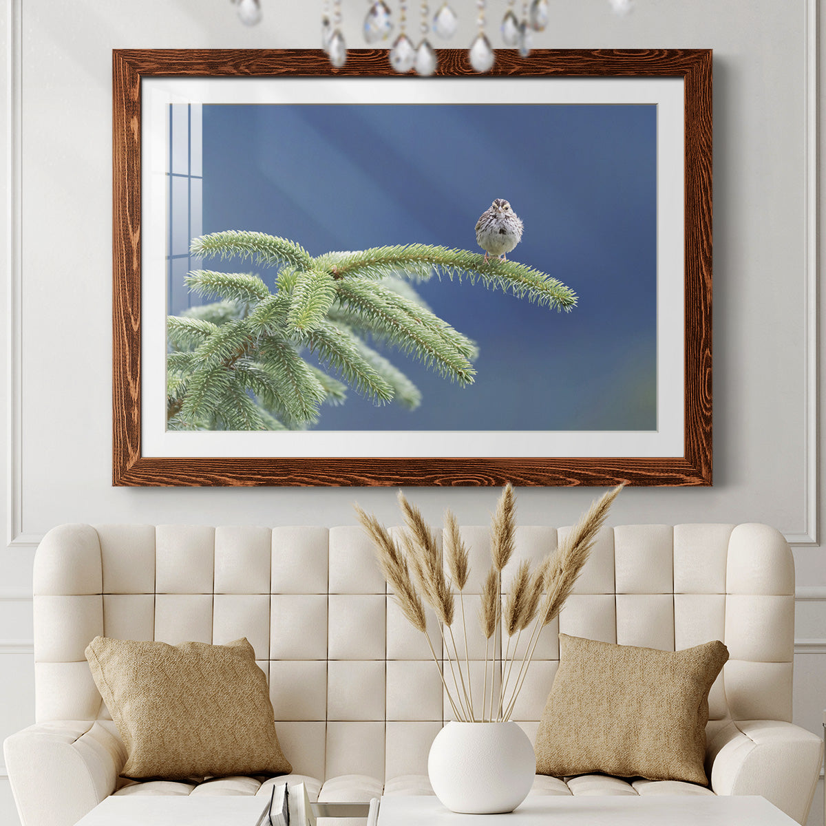 Evergreen Perch-Premium Framed Print - Ready to Hang