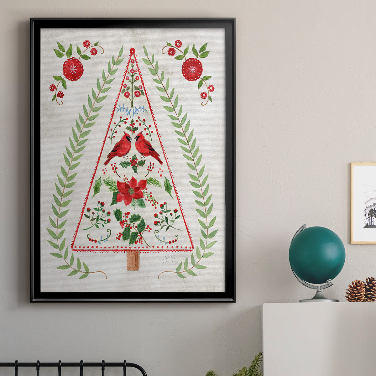 Christmas Folk Tree Premium Framed Print - Ready to Hang