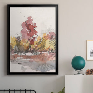 Watercolor Treeline Sketch I Premium Framed Print - Ready to Hang