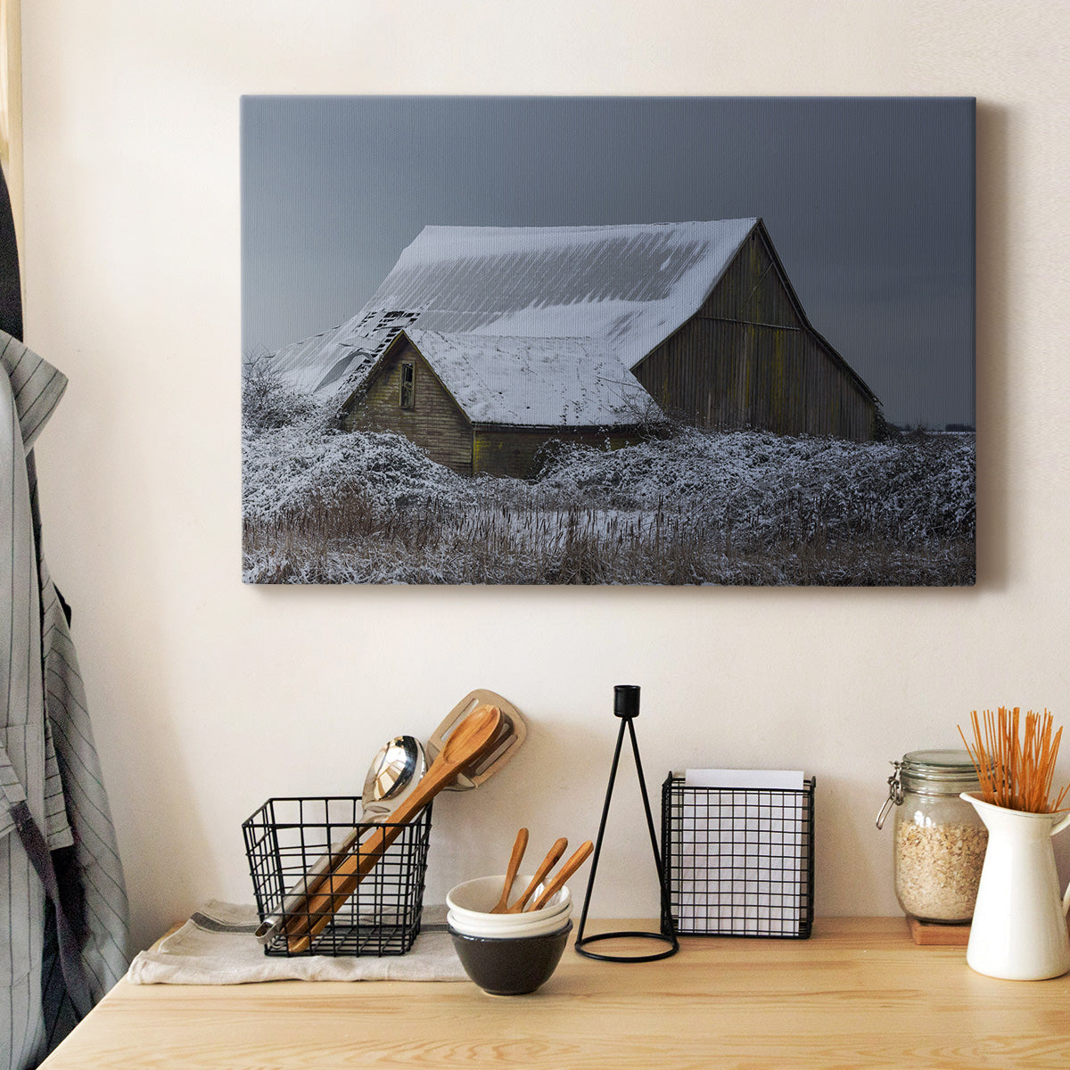 Winter Barn Premium Gallery Wrapped Canvas - Ready to Hang