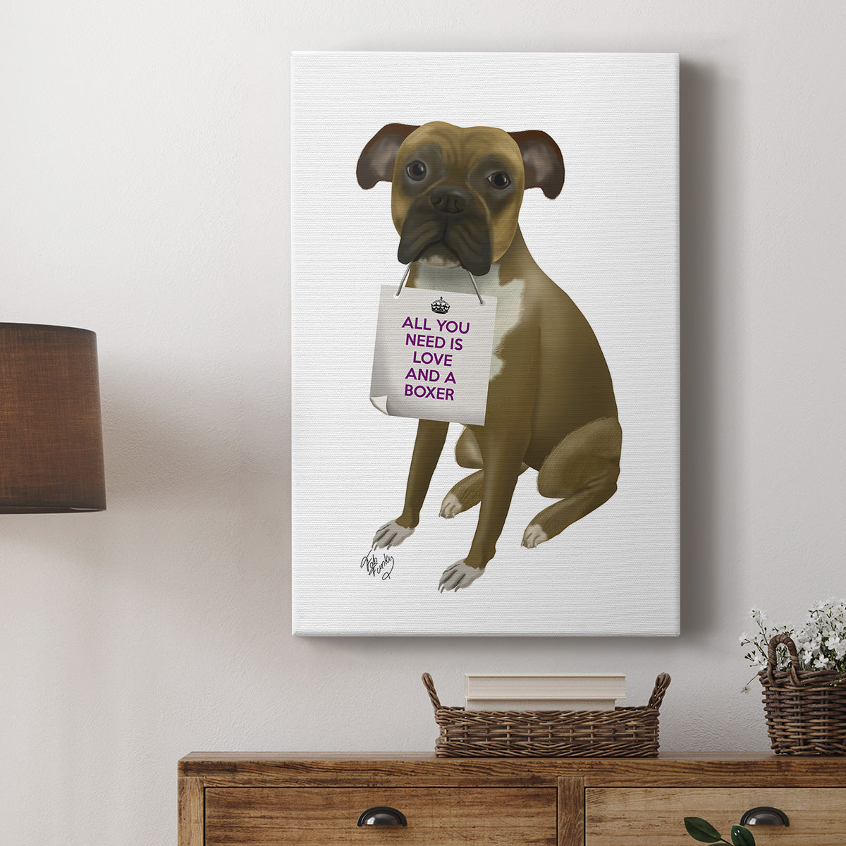 Love and Boxer Premium Gallery Wrapped Canvas - Ready to Hang