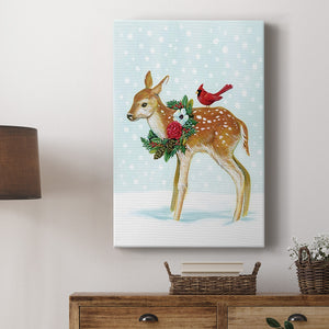 Winter Woodland Creatures with Cardinals II Premium Gallery Wrapped Canvas - Ready to Hang