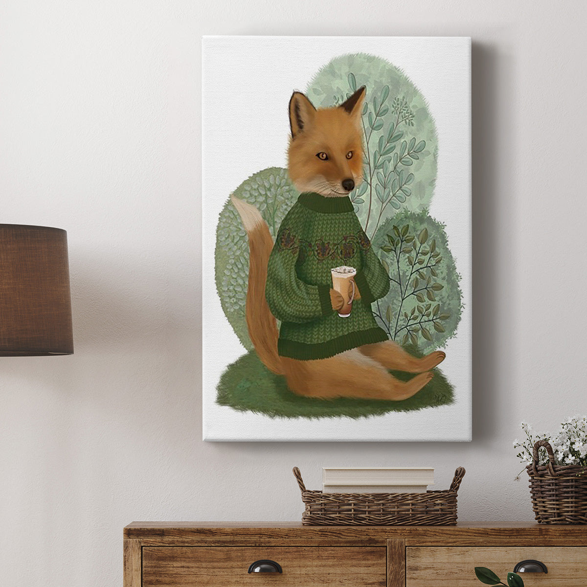 Latte Fox in Sweater Premium Gallery Wrapped Canvas - Ready to Hang