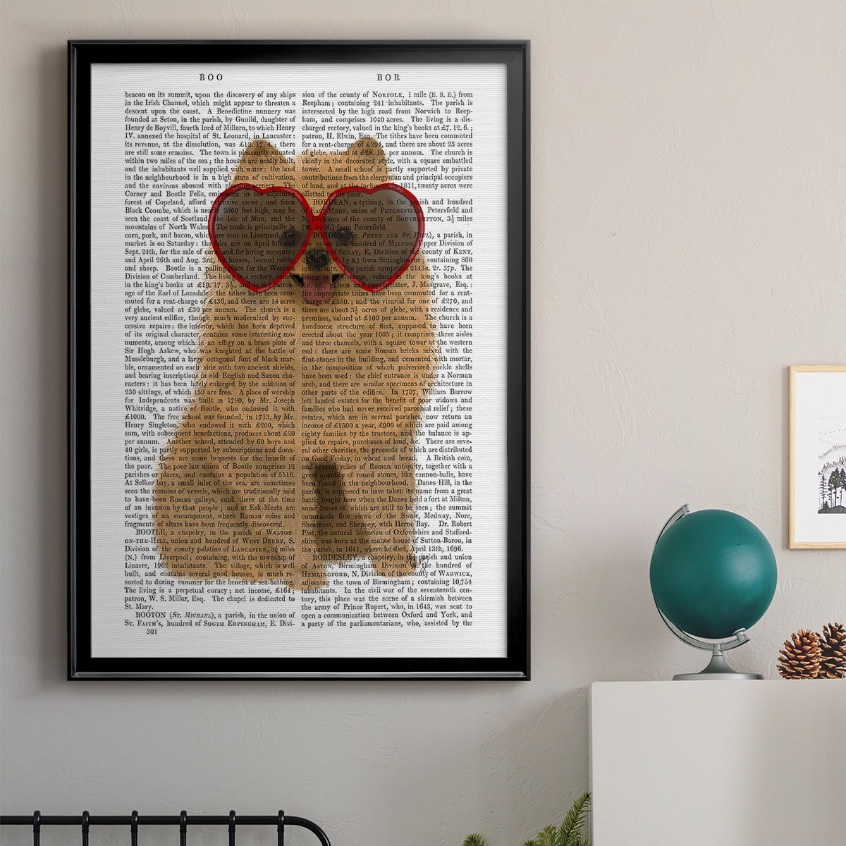 Pomeranian and Heart Glasses Premium Framed Print - Ready to Hang