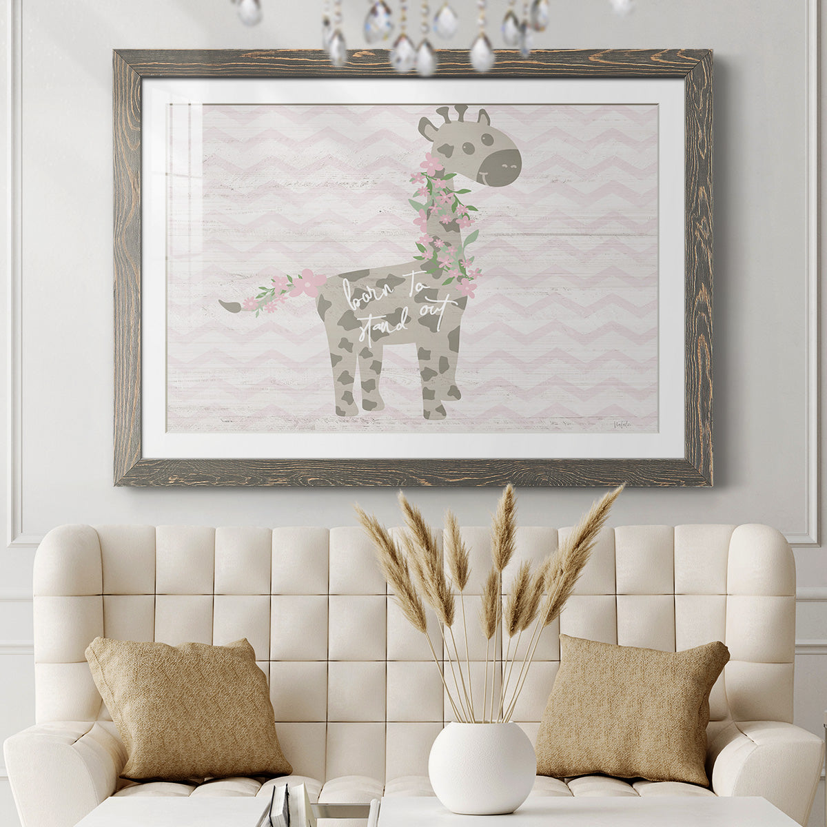 Floral Giraffe-Premium Framed Print - Ready to Hang