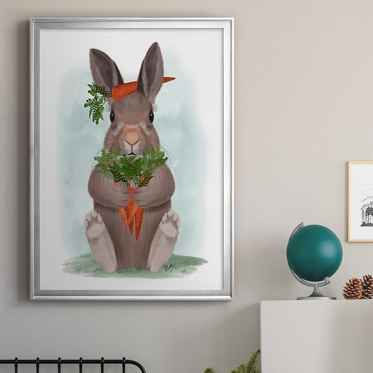 Rabbit Carrot Hug Premium Framed Print - Ready to Hang