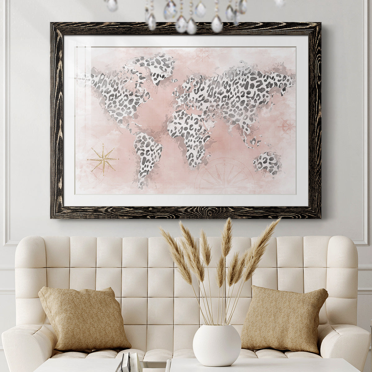 Pink Cheetah Map-Premium Framed Print - Ready to Hang