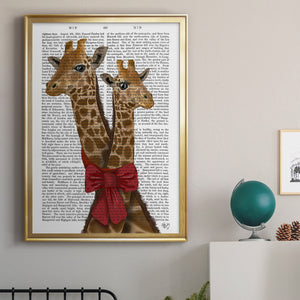 Giraffes and Bow Premium Framed Print - Ready to Hang