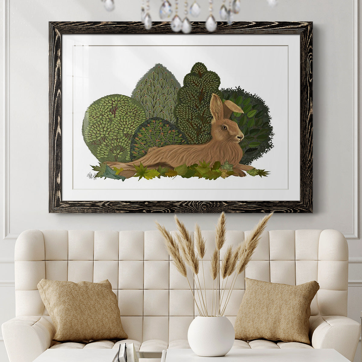 Hare Reclining in Leaves-Premium Framed Print - Ready to Hang