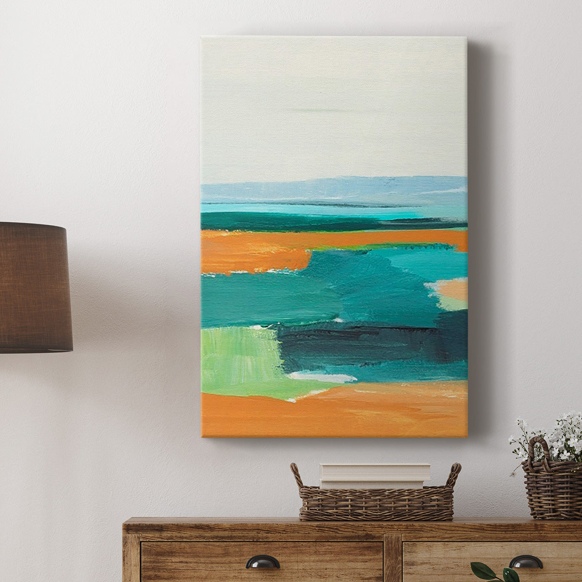 Aqua and Orange I Premium Gallery Wrapped Canvas - Ready to Hang
