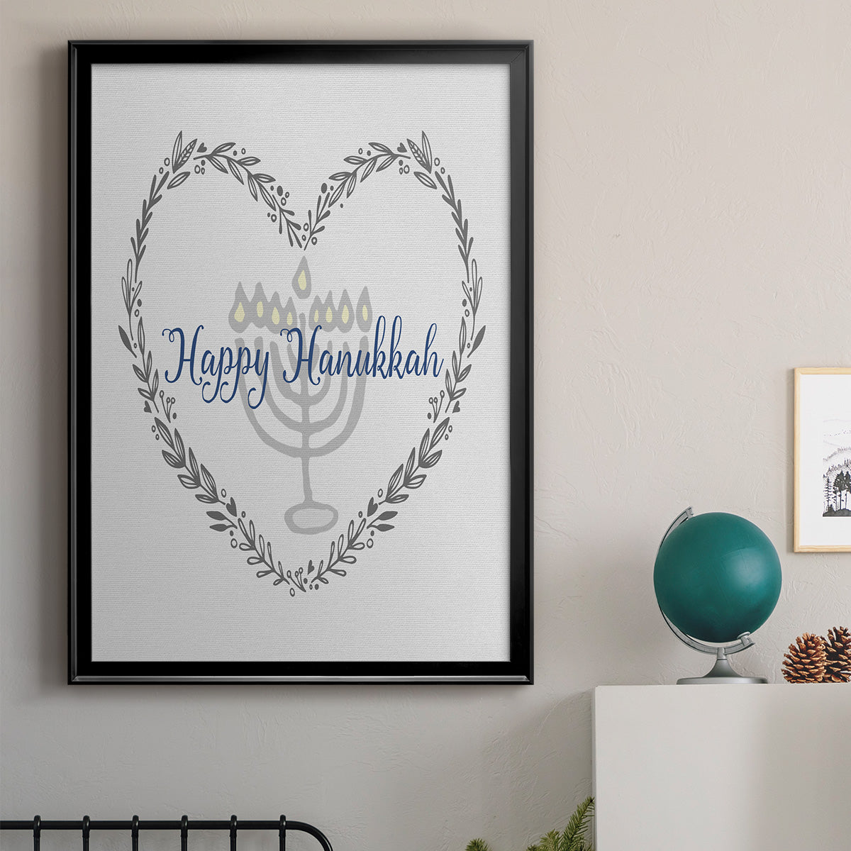 Hanukkah Heart Premium Framed Print - Ready to Hang