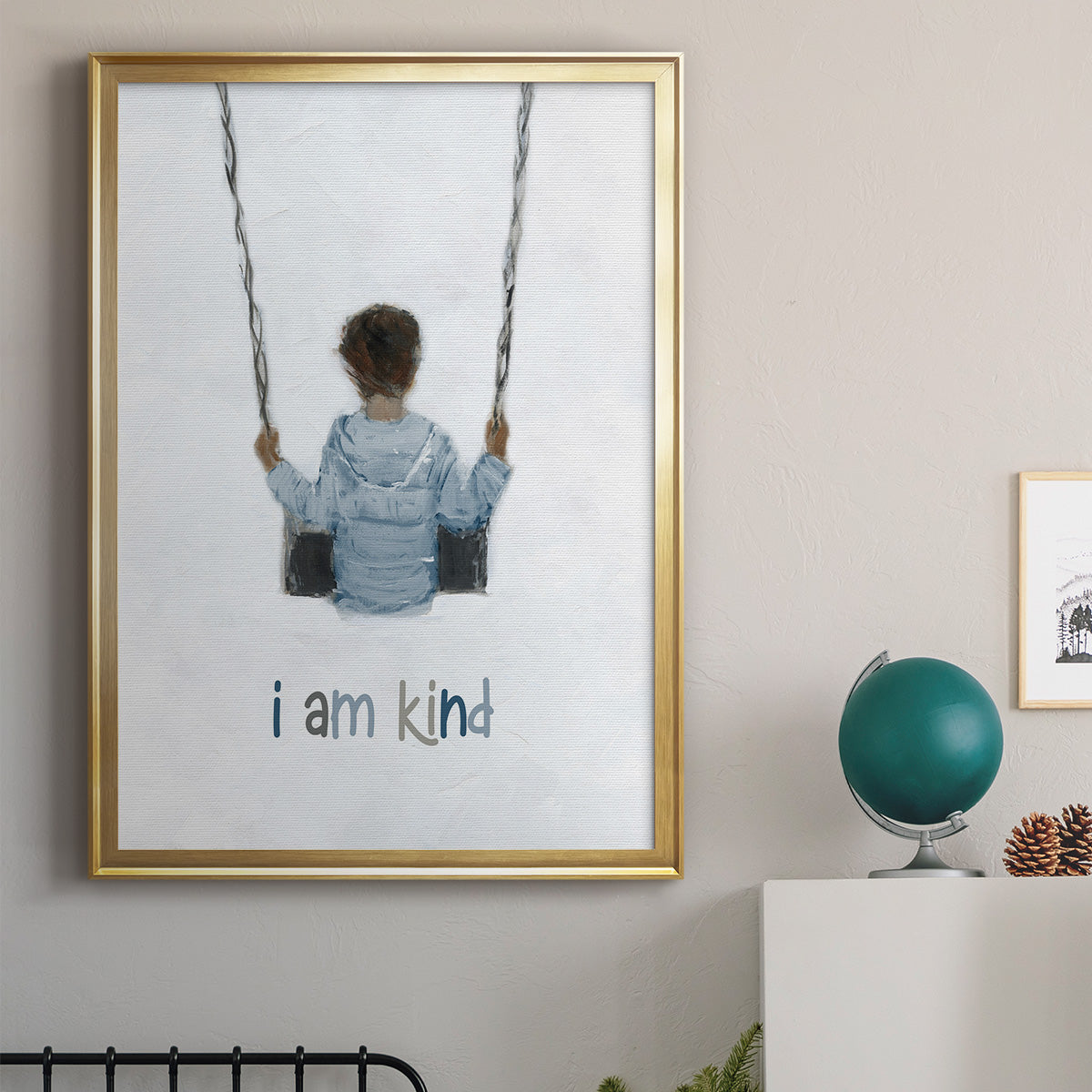 Boy on a Swing Premium Framed Print - Ready to Hang