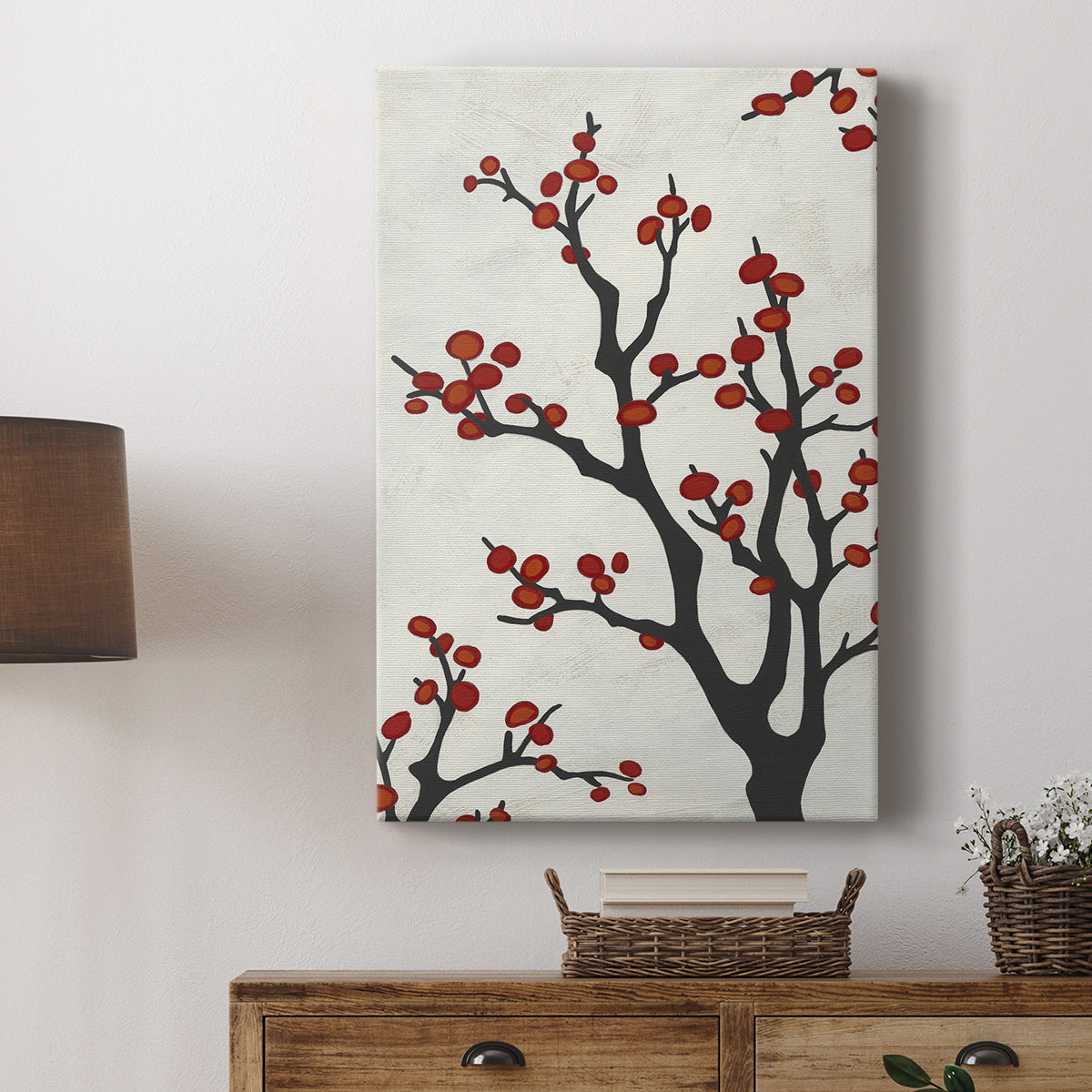 Red Berry Branch II Premium Gallery Wrapped Canvas - Ready to Hang