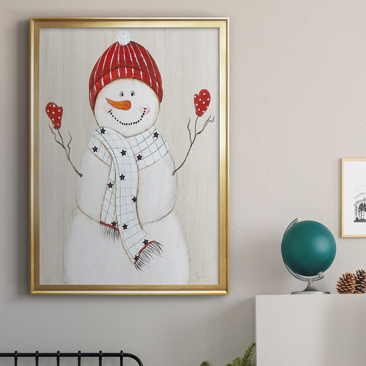 Festive Snowman III Premium Framed Print - Ready to Hang