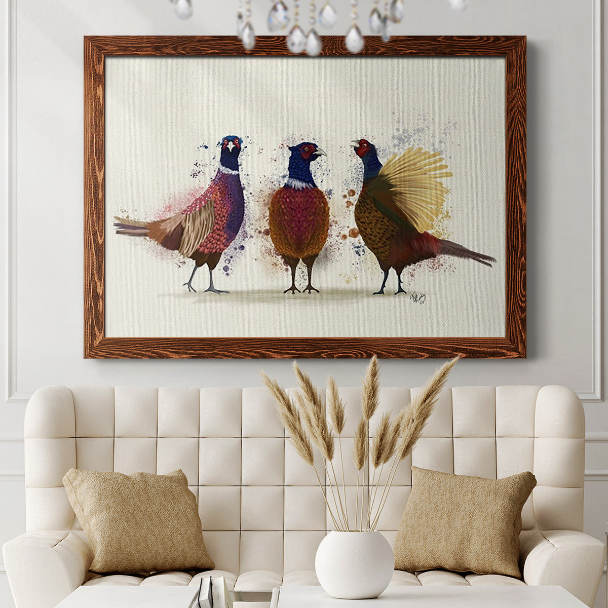 Pheasant Trio-Premium Framed Canvas - Ready to Hang