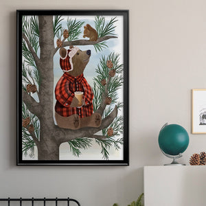 Lumberjack Bear Pine Tree Coffee Break Premium Framed Print - Ready to Hang