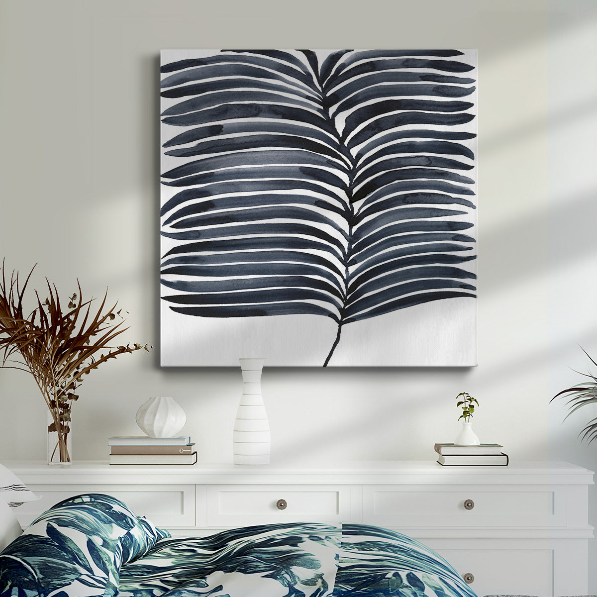 Indigo Fronds I-Premium Gallery Wrapped Canvas - Ready to Hang