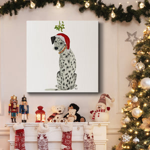 Christmas Des - Dalmatian Mistletoe-Premium Gallery Wrapped Canvas - Ready to Hang