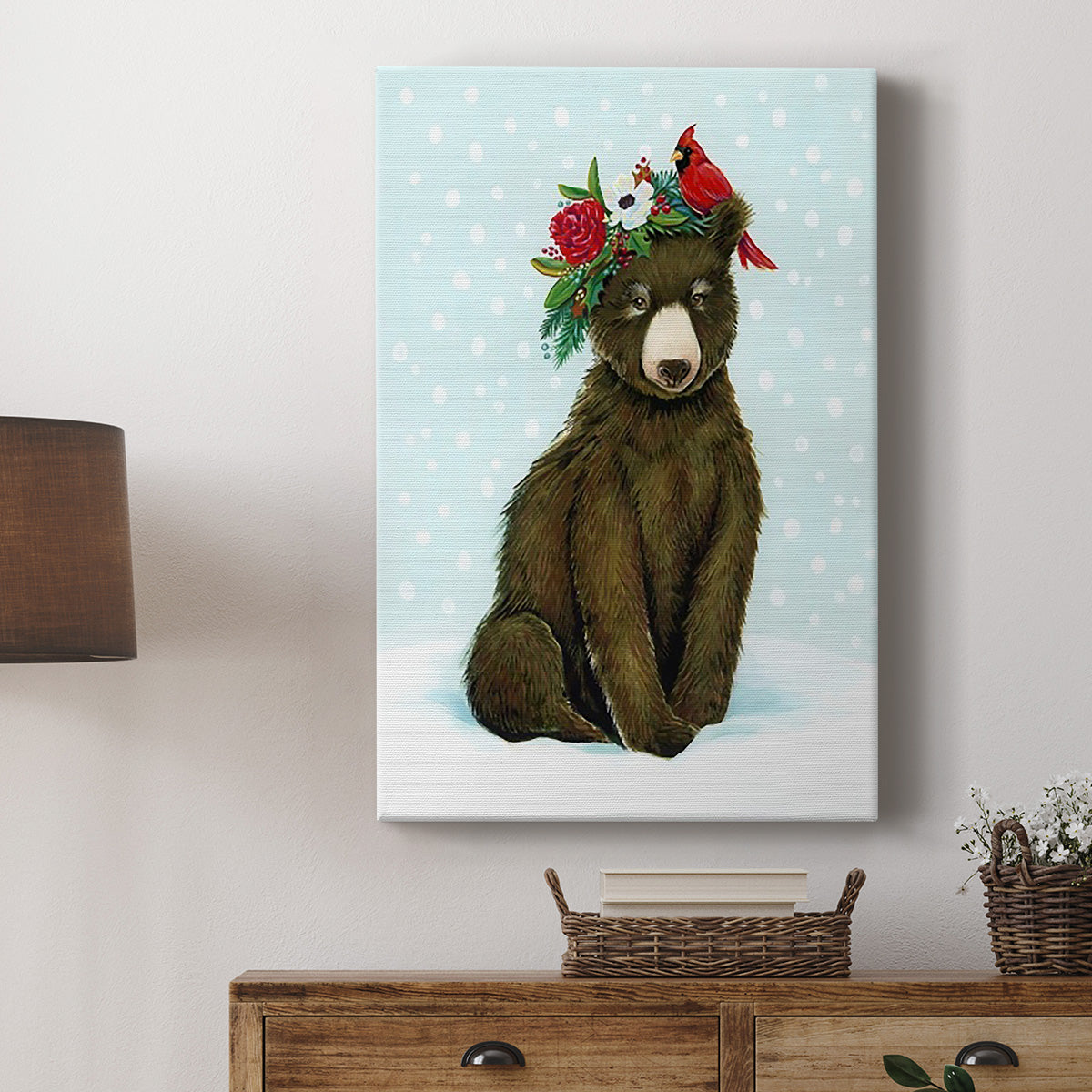 Winter Woodland Creatures with Cardinals I Premium Gallery Wrapped Canvas - Ready to Hang