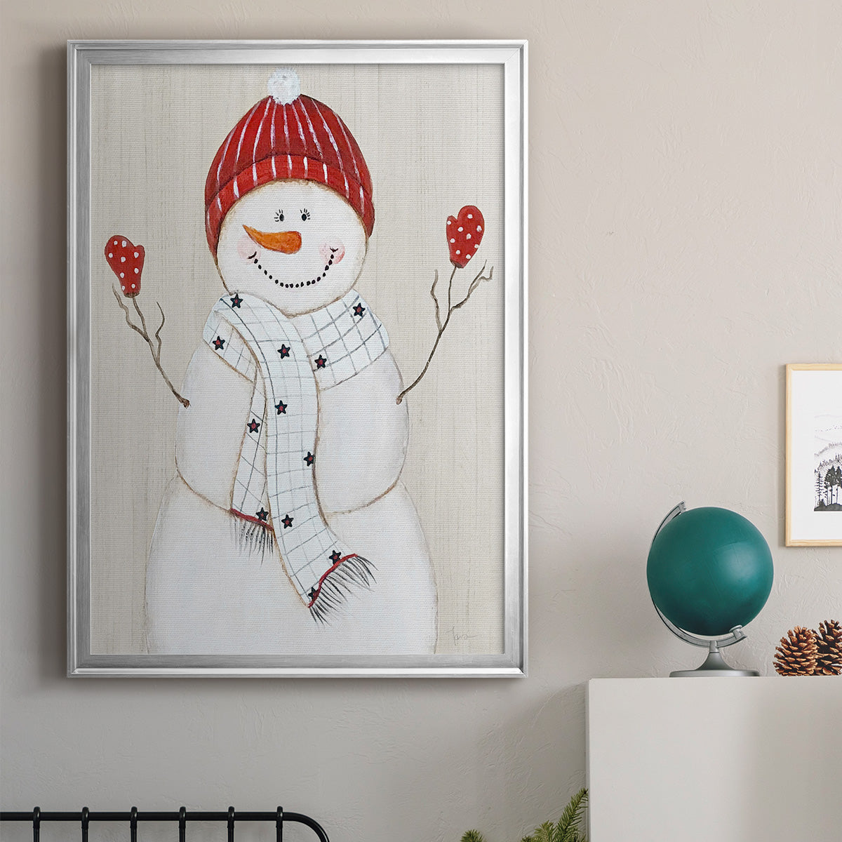 Festive Snowman III Premium Framed Print - Ready to Hang