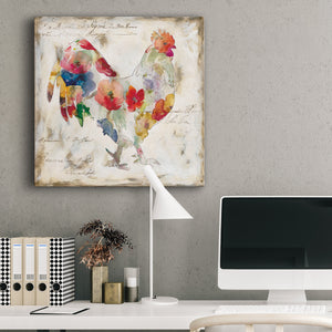 Flowered Rooster - Canvas Art Print