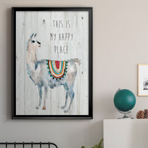 Llama Happy Place Premium Framed Print - Ready to Hang