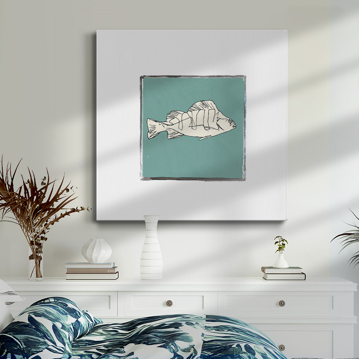 Block Print Fish III-Premium Gallery Wrapped Canvas - Ready to Hang