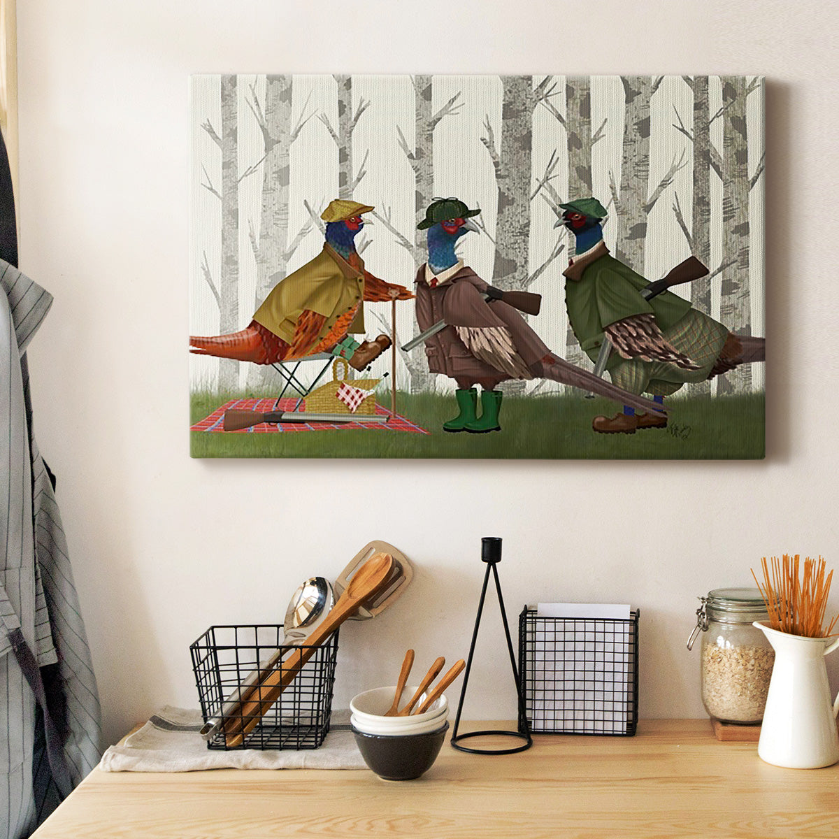 Pheasant Shooting Party Group 1 Premium Gallery Wrapped Canvas - Ready to Hang