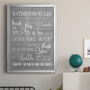 Neutral Bathroom Rules Premium Framed Print - Ready to Hang