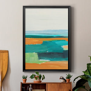 Aqua and Orange I Premium Framed Print - Ready to Hang