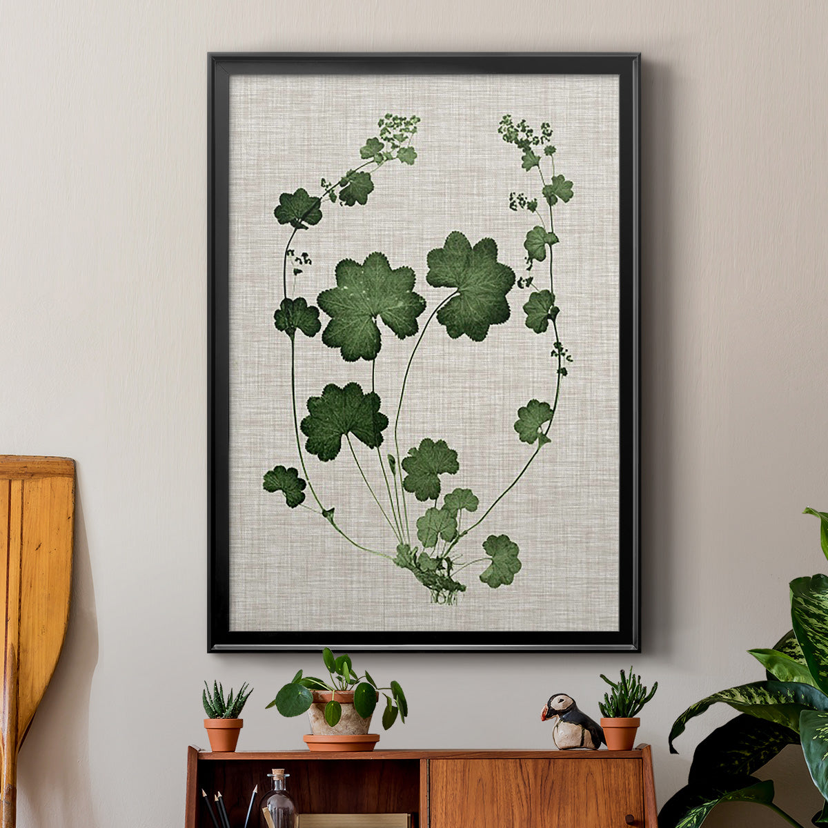 Forest Foliage on Linen II Premium Framed Print - Ready to Hang