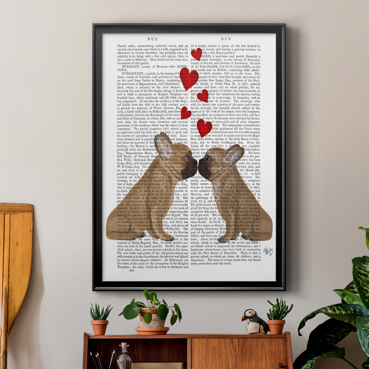 French Kiss and Hearts Premium Framed Print - Ready to Hang